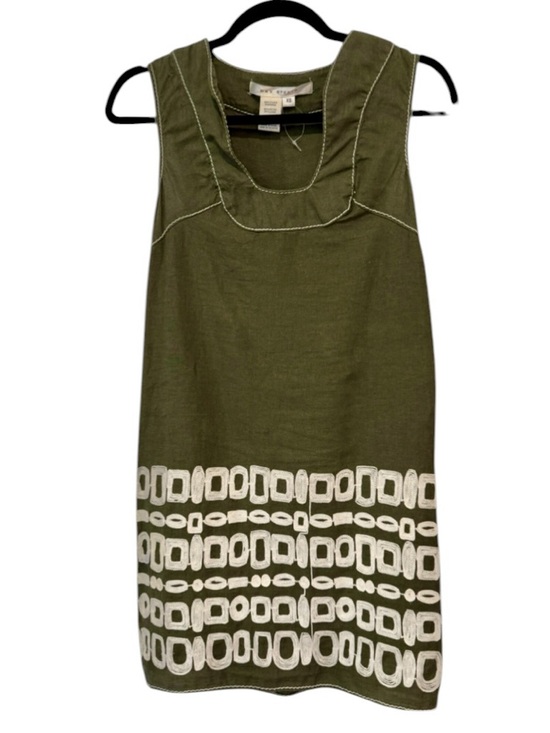 Max Studio Dresses & Skirts - Max Studio Linen Blend Embroidered Shift Dress Olive XS